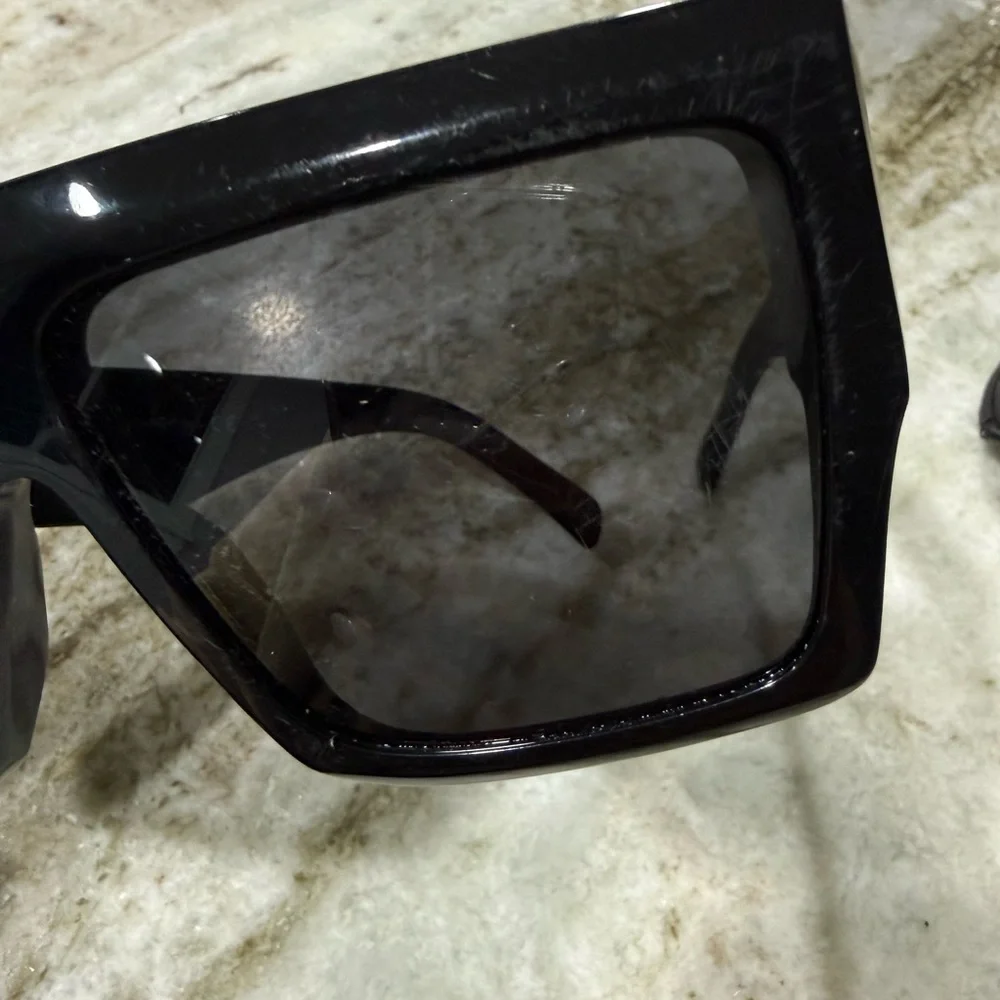 Celine Black Rectangular Sunglasses with Case - Picture 6 of 11